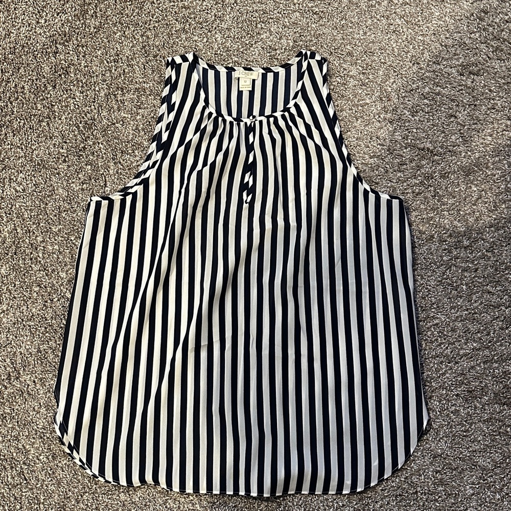 J. Crew Navy and White Striped Sleeveless Top